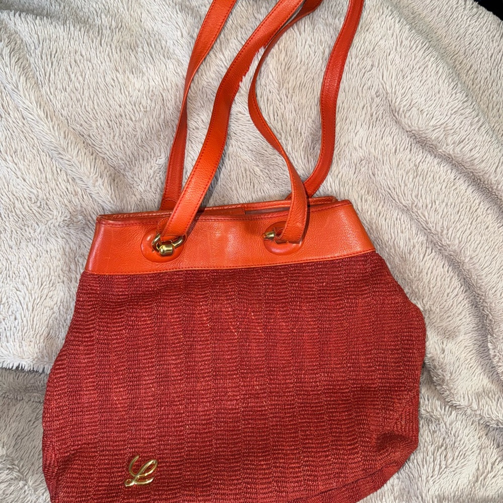 Loewe‎ Orange Raffia Bag with Textured Design